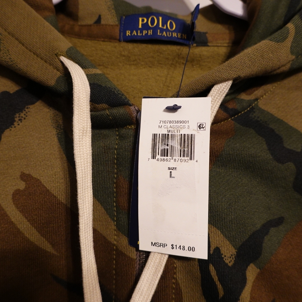 🆕 POLO RALPH LAUREN CAMO FLEECE HOODIE - Picture 2 of 5